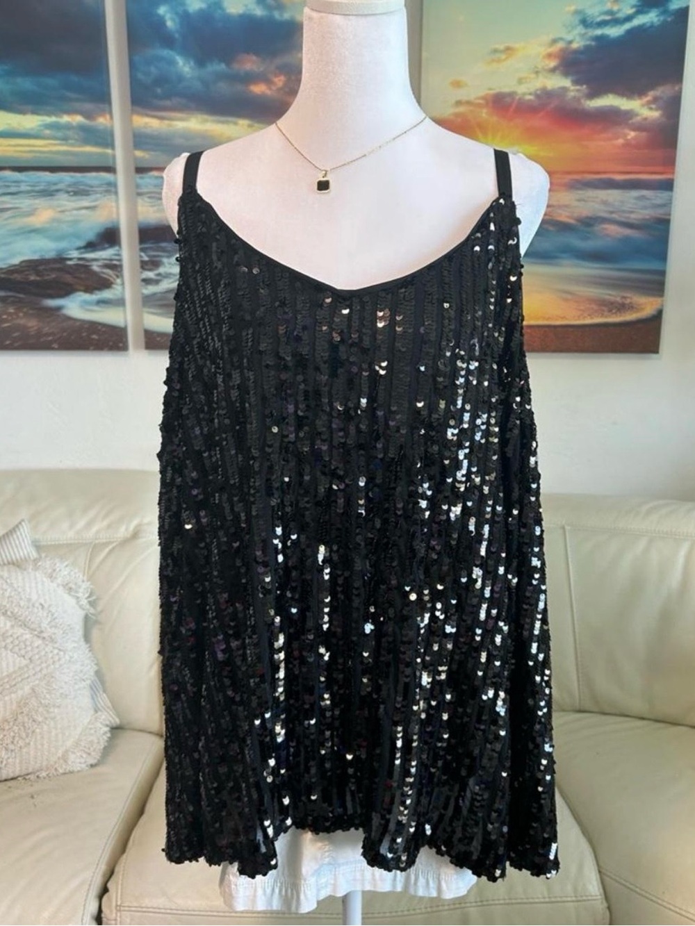 torrid Black Sequin V-Neck Camisole Slip